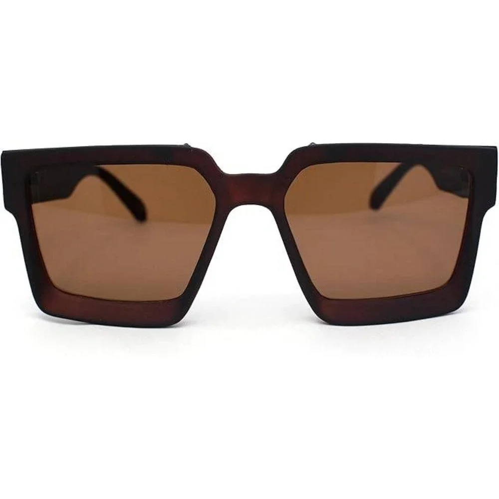 Men's Oversized Square Sunglasses‎ Brown Tinted Lenses Bold Frame Style Lentes